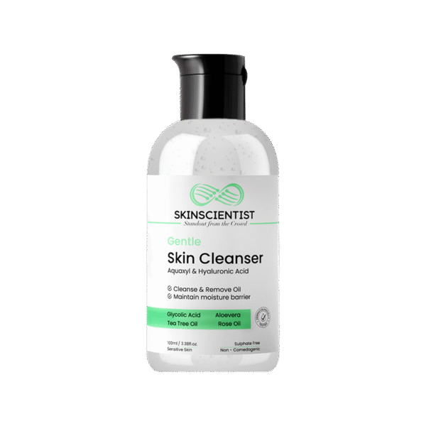 SKINSCIENTIST Face Wash for Men & Women| Gentle Cleanser with Glycolic Acid, Aloe Vera, Tea Tree & Rose Oil, PH Balanced | Dermatologist Tested, Sulphate-Free | 100% Vegan & Cruelty-Free — Not Tested on Animals , 100ML